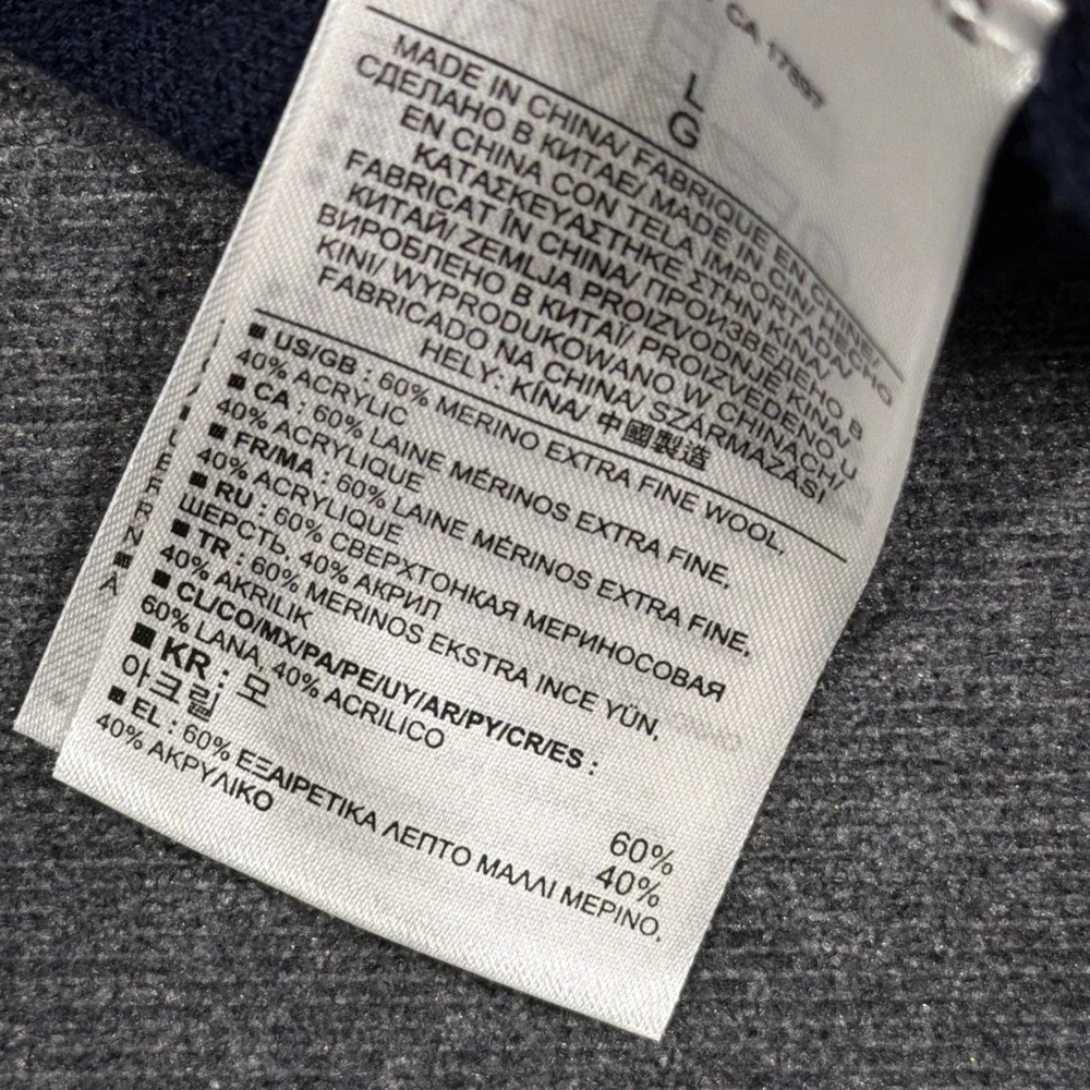 Banana Republic Quarter Zip Sweater Mens Large Blue Merino Wool Blend Mock Neck